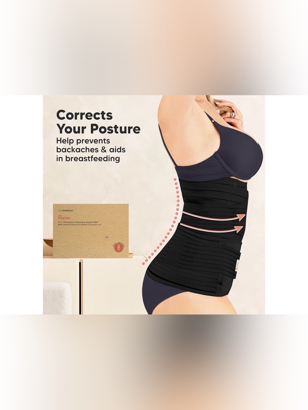 NIB KeaBabies Revive 3-in-1 Postpartum Support Recovery Belt M/L BLACK NEW - Picture 11 of 15